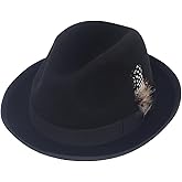 FORBUSITE Wool Felt Wide Brim Fedora Hats for Women Men