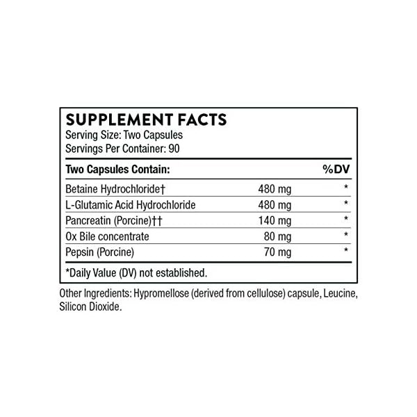 Thorne BioGest Blend of Digestive Enzymes to Aid Digestion Gut Health Support with Pepsin