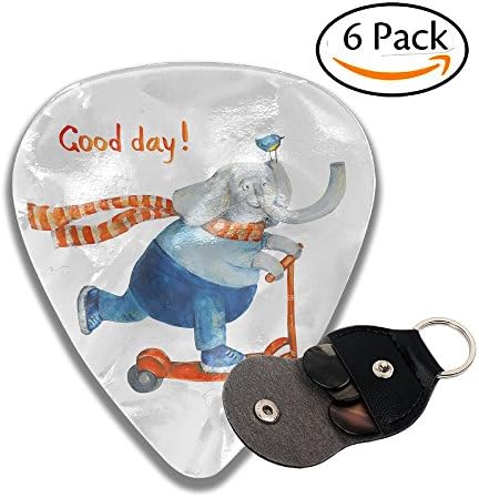 Frouren Elephant On Scooter With Bird Shape Classic .71mm Celluloid Picks 6 Pack For Electric Guitar