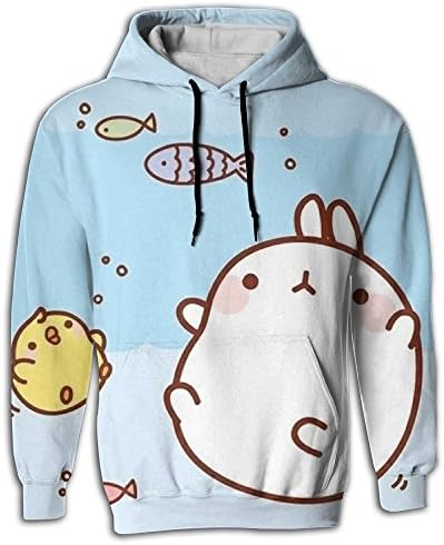 Sandy Edmund Individuality Fashionable Cute Fish Rabbit Men and Women 3D Print Pullover Hooded Sweatshirt Hoodies With Pockets, Small