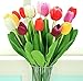 FatColo 10 Pcs/Lot PU Stunning Holland Mini Tulip Flower Real Touch Wedding Flower Artificial Flowers Silk Plants for Room Home Hotel Party Event Decoration Multi-Color (Yellow)