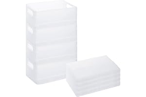 Uceoo 4-Pack Mini Storage Crates Organizer，Crates for Desk Organizers Stacking Mini Storage Bins Folding Storage Baskets for Home Kitchen Bedroom Decor Classroom(large size, transparent color)