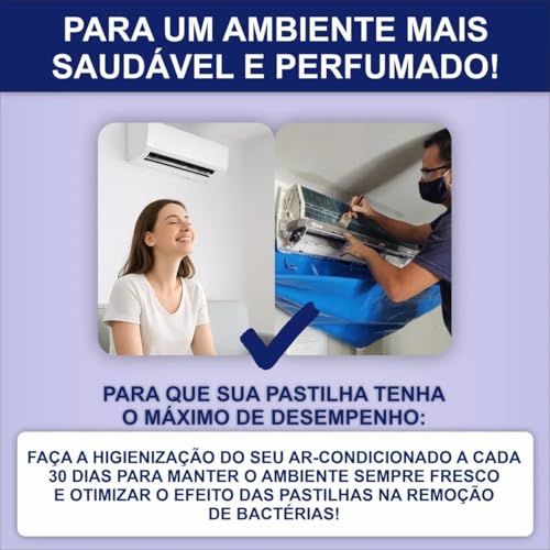Pastilha Bactericida Aromatizante para Ar Condicionado split - FLORES DO CAMPO – (25g) Higienizadora Ação Neutralizadora de odores Aroma Contínuo Ambiente perfumado ELIMINA MAU CHEIRO