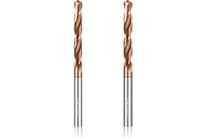 HOYUSK Solid Carbide 1/8" Drill Bits, Tungsten Carbide Drill Bit Set with TISIN Coated, Metal Drill Bit Set for Stainless Steel Hardened Steel Cast Iron Alloy Copper, 2 Pcs