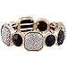 D EXCEED Women's Diamond Cluster Black and Grey Resin Stone Stretch Bangle Bracelet, 7