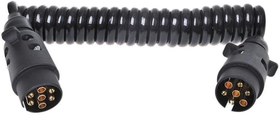 ProPlus 343509 Coiled Cable 3 Metres / 2 Connectors Male 7pin Connection Cable, Black, länge: 3m