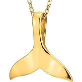 COOLSTEELANDBEYOND Whale Tail Pendant Necklace for Women, Ocean-Inspired Steel Jewelry, Marine Animal Charm