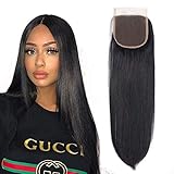 Unprocessed Brazillian Virgin Hair Straight Lace Closure size 4x4 100% Human Hair Li Queen Top Lace Closure Free Part 1B# Color 20 inch