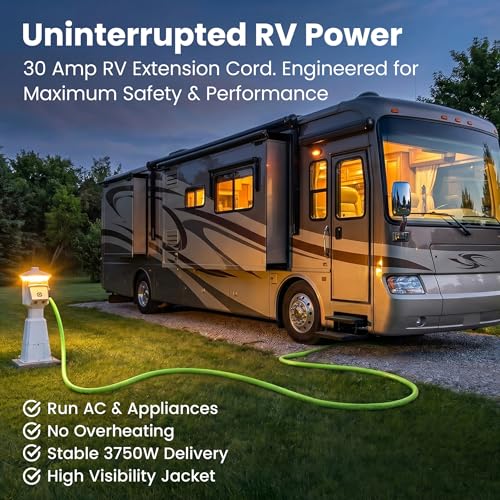 GEARit 30 Amp RV Extension Cord 100 Ft, 10/3 STW 30Amp RV Power Cord 125V 3750W NEMA TT-30P to TT-30R, 3 Prong Waterproof Heavy Duty for Camper Travel Trailer