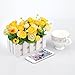 Louis Garden Artificial Flowers Fake Rose in Picket Fence Pot Pack - Mini Potted Plant (Yellow)