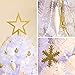 ITART 122ct Christmas Tree Ornaments Decorations Assortment Including Tree Topper Balls Snowflakes Stars Pine Cones Miniature Gift Boxes Tinsel and Beads Garlands Finial (White and Gold)