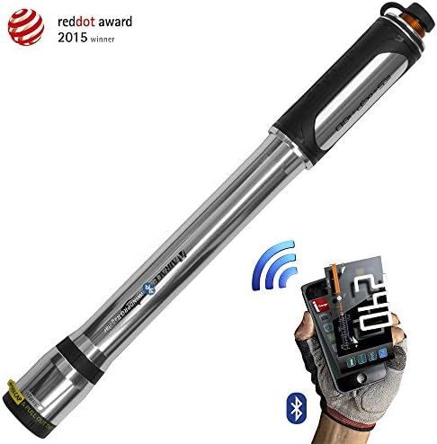 Airace Mini Bike Pump with Bluetooth Gauge, Schrader, Presta, Dunlop &amp; E/V Valve Compatible, Frame Mount Kit