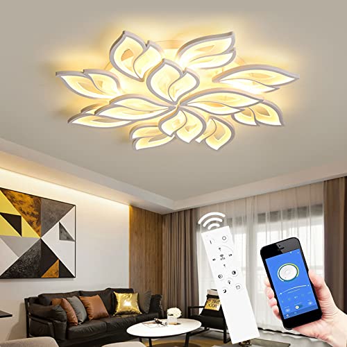 LED Deckenleuchte Dimmbar, 90-180W Deckenlampe LED Wohnzimmerlampe mit Fernbedienung APP Farbwechsel - Moderne Wohnzimmerlampe Deckenleuchte Energie S