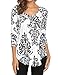 Halife Womens Plus Size Tunic Tops Long Sleeve Blouses Casual Floral Henley Shirts V Neck Fall Tops Black 2x