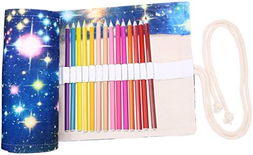 Coideal 36 Slots Canvas Pencil Wrap Roll Up Case Colored Pen Pencil Holder for Kids and Adults, Travel Drawing Coloring Pencils Roll Up Pouch Bag Organizer for Artist (Star Universe)