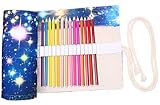Coideal Colored Pencils Case Wrap Roll Up Holder Pouch for Artist Travel Drawing Coloring Portable Canvas Storage Organizer for Ball Pens or Pencils (72 Holes, Star Universe)