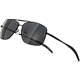 SUNGAIT Men's Polarized Square Aviator Sunglasses Durable Metal Frame for Fishing Driving Golf 100% UV Protection