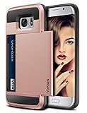 Galaxy S7 Edge Case, Vofolen Slidable Card Holder Galaxy S7 Edge Wallet Case Hybrid Protective Shell Shockproof Rubber Bumper Armor Scratch-proof ID Card Slot Case Cover for Galaxy S7 Edge - Rose Gold