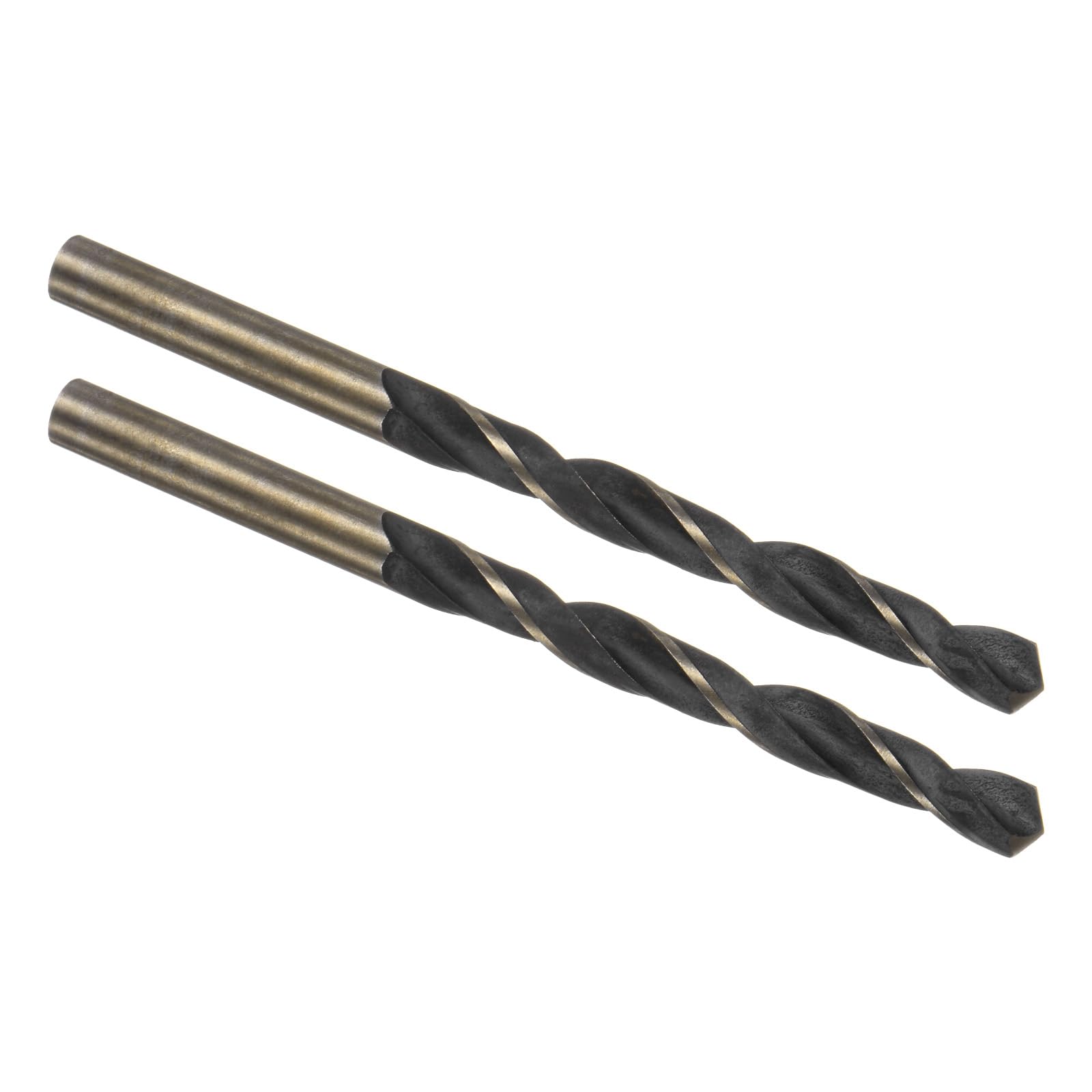 Kozelo 2PCS Twist Drill Bit - [8mm/0.31"] Titanium & Nitride Coated High-Speed Steel Round Shank Jobber Bit Set Black Gold for Metal Wood Plastic Steel Use, 80mm/3.15" Blade Length