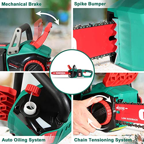 Chainsaw 40V Max, HYCHIKA 14 Inch 80mL Brushless Chainsaw, 2 PCS