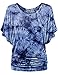LL WT1064 Womens Short Sleeve Tie-Dye Oversized Draped Top XXL NAVY