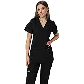 Silvatica Women’s Slim V-Neck Scrub Top – Premium Turkish Fabric Medical Uniform 2 Pockets, 4-Way Stretch Breathable