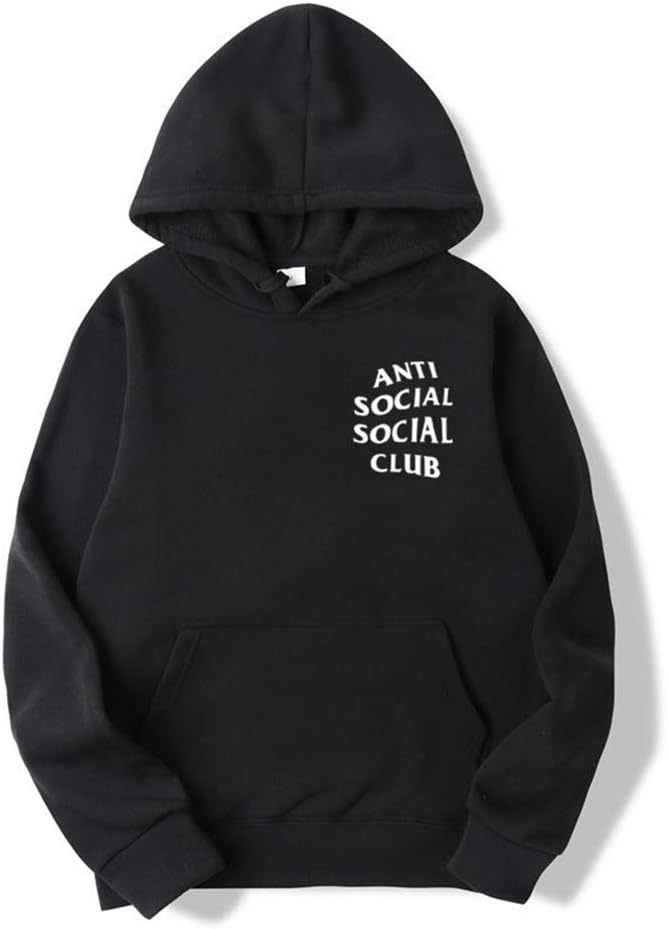 Unisex Pullover Zip Up Hooded Winter Volvet Lining Casual Sweatshirts Hip Hop Kanye Anti Social Social Club Printed Hoodie Jumper Sweater with Pockets