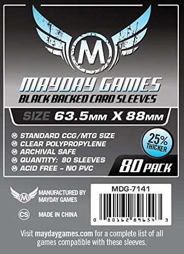 80 Mayday Games 66 x 91 Premium Black Backed Card Game Sleeves - Standard