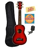 Kala MK-SD-RDBURST Makala Dolphin Soprano Ukulele - Red Burst Bundle with Gig Bag, Tuner, Austin Bazaar Instructional DVD, and Polishing Cloth