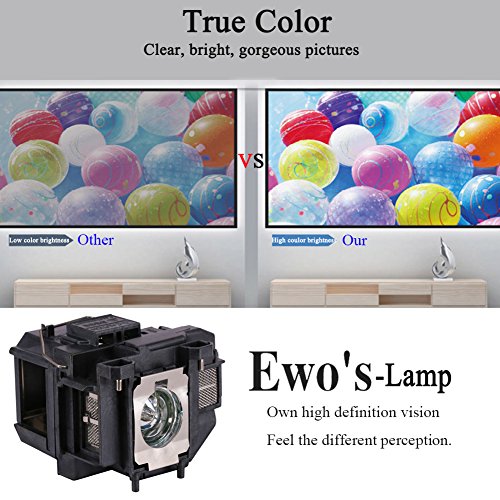 EWO'S Replacement Lamp for Epson v13h010l67 W12 S12 EX5210 EX7210 EX3210 EX3212 VS210 VS220 X12 PowerLite Home Cinema 500 707 710HD 750HD Elplp67 Replacement Projector Lamp Bulb - Thumbnail 4
