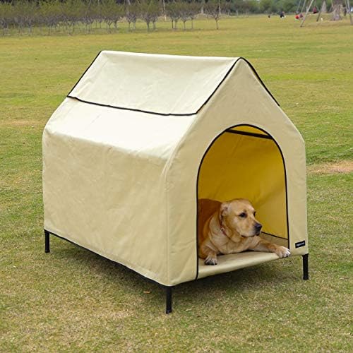 Amazon Basics Elevated Portable Pet House, Large (51 x 41 x 34 Inches), Khaki Pricepulse