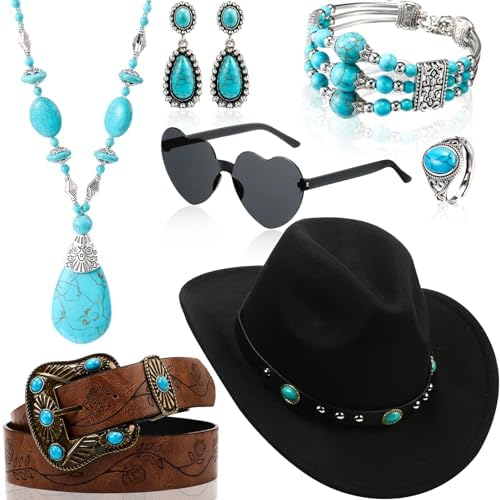 Western Cowboy Hat Set with Bracelet and Earrings Bohemian Vintage Amazon.com: Inbagi 3 Pcs Women main image 3