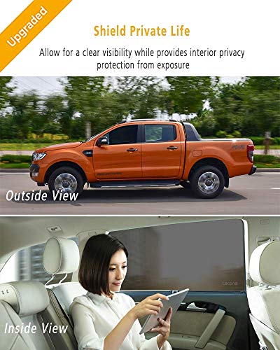 Lecone Upgraded Car Window Tint Film, Reusable Static Cling Shade, Electrostatic Self-Adhesive Black Sun Blocker Screen for Vehicle New (Pack of 2)
