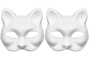 Aqearl Unpainted Masquerade Masks DIY Paper Mache Mask Cat White Craft Mask Pulp Blank Paintable Mask for Halloween Costume
