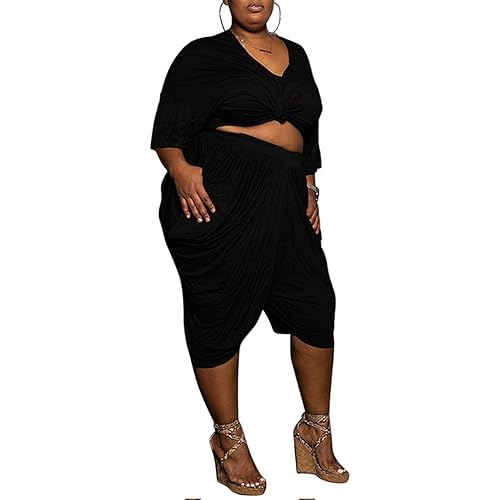 2 Piece Shorts Set for Women Tank Crop Top Ruched Bodycon Pants Set