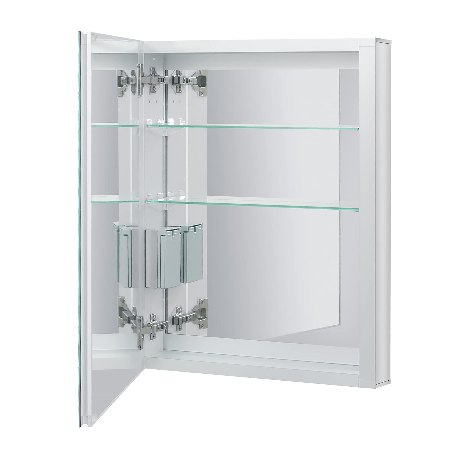 Fundin Lighted Medicine Cabinet with LED Light, Defogger, Dimmer, Outlet and USB Charger, Recessed or Surface Mount, Aluminum Material,20W x 25.6H inch