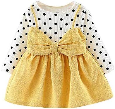 Dream Room Dresses, Toddler Infant Kids Baby Girls Tutu Skirt Long Sleeve Dot Bowknot Princess Dress Clothes