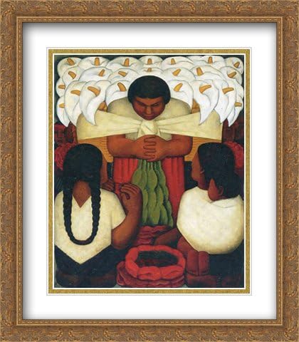 Amazon Com Flower Festival 2x Matted 28x32 Large Gold Ornate Framed Art Print By Rivera Diego Posters Prints