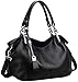 Heshe Womens Leather Handbags Ladies Purse Tote Bag Top Handle Bag Shoulder Bag Cross Body Bag (Black)