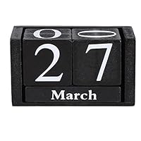 Pasamer Vintage Wooden Calendar, Desktop Wood Block Month Date Display Home Office Decoration(01)