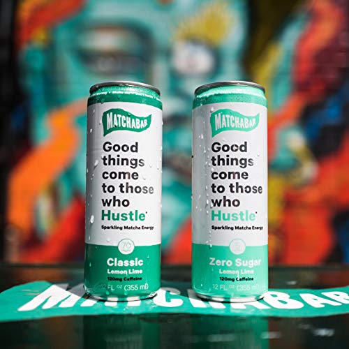 MatchaBar Hustle Energy Drink, Original Sparkling Natural Matcha Energy