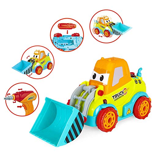 Construction Bulldozer Toy, Bulldozer Vehicles Toy Take Apart STEM Car Kits (Light & Music ) Truck Engineering Vehicle with Drill Tool, Education Building Play Set for Boys Girls (Age 3+) Toddlers