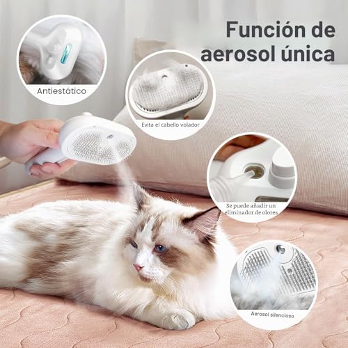 Brush for Dogs Cats, Steamy Brush Self-Cleaning Pet Grooming Brushes for Long and Short Hair to Remove Tangles, Dead Base Coat and Dirt Up