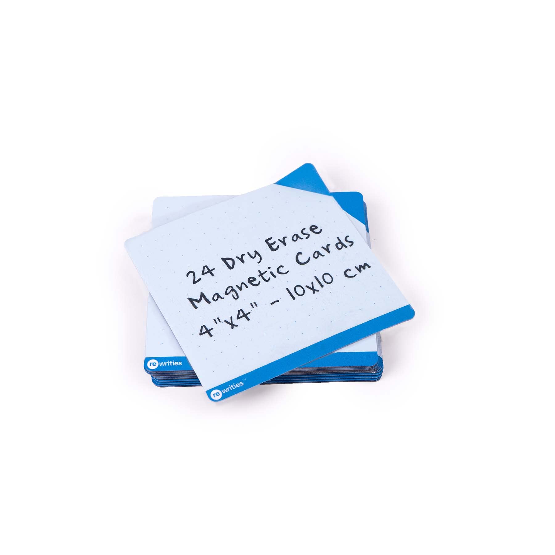Rewrities Notes - 24 Blue Dry Erase Magnetic Cards 10 x 10 cm - Reusable Notes for Whiteboard, Tasks, Planning, Projects, Organization
