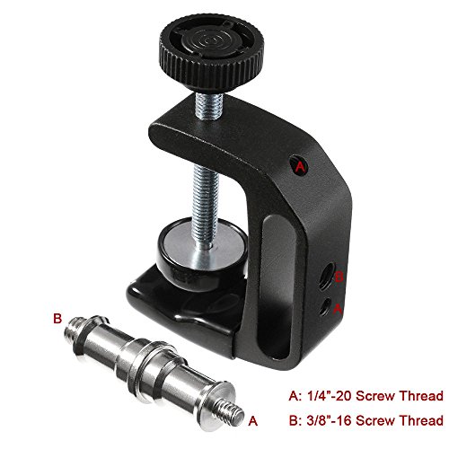 Foto4easy Universal Multifunctional C-Clamp Desktop Mount Holder Stand 1/4'' 3/8'' Screw for DSLR LED Flash Light