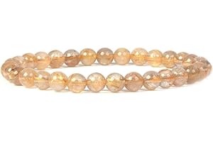 Justinstones Gem Semi Precious Gemstone 6mm Round Beads Stretch Bracelet 6.5 Inch
