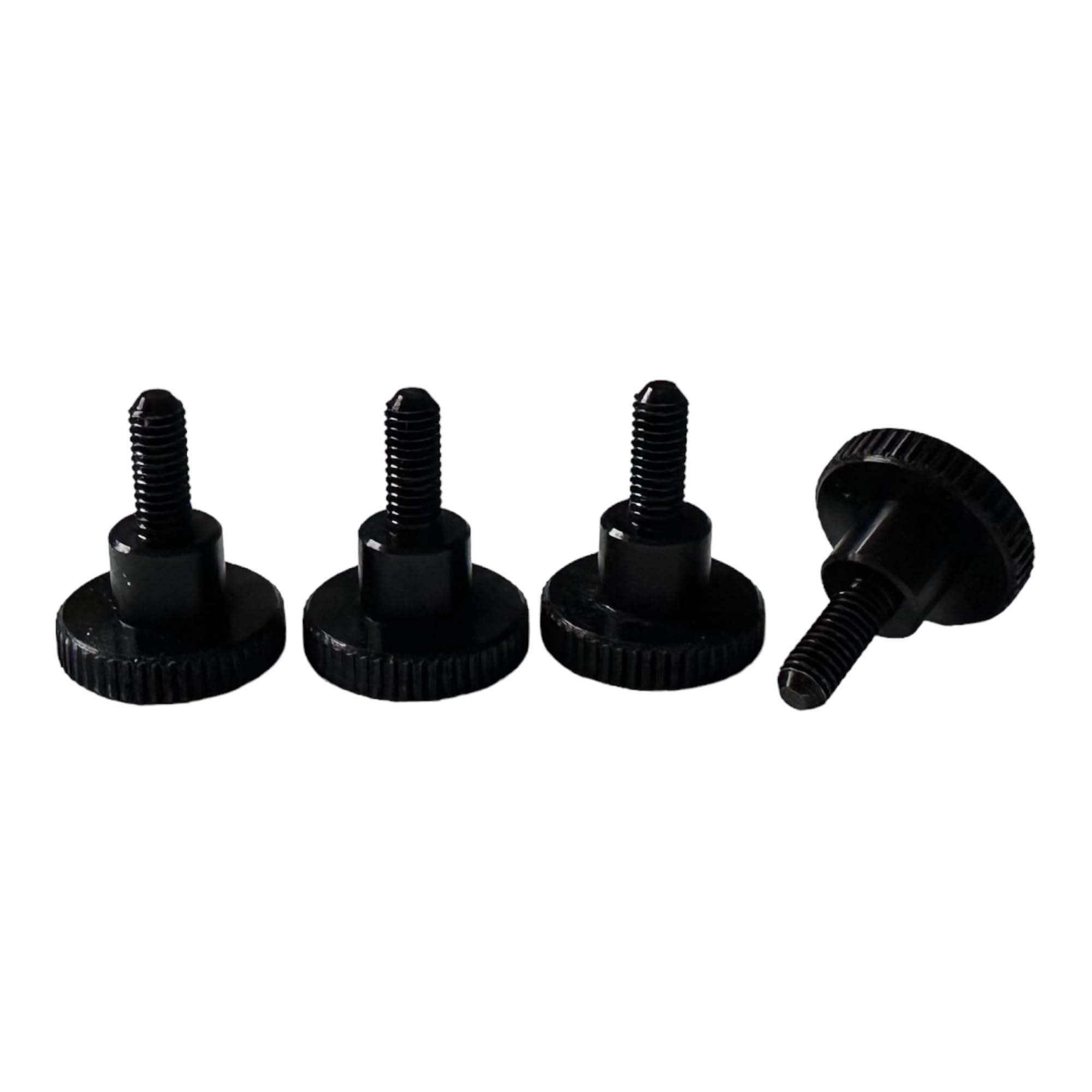 PrecisionGeek® M4 × 10 mm Knurled Screws DIN 464 – Black Anodised Aluminium – Flanged Head – Ø16 mm Large Grip Thumb Screws for Machinery, Fixtures & Enclosures – Set of 4