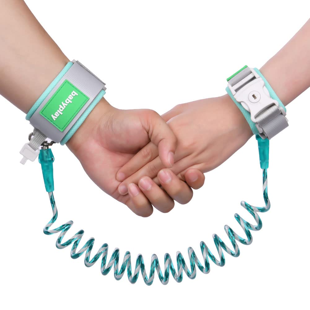 AOMIG Anti Lost Safety Wrist Link Belt, 1.5M Wrist Reins for Toddlers with Key Lock, Baby Reins Toddler Reins for Walking & Travel, Toddler Wrist Strap for Walking (Green)
