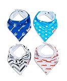 Baby Bandana Drool Bibs with Snaps For Boys & Girls Drooling and Teething,Unisex Set of 4 Absorbent Cotton, Baby Gift Dribble Bibs by Holaola