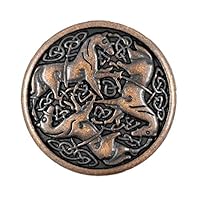 Bezelry 10 Pieces Celtic Horses Metal Shank Buttons. 25mm (1 inch) (Antique Copper)